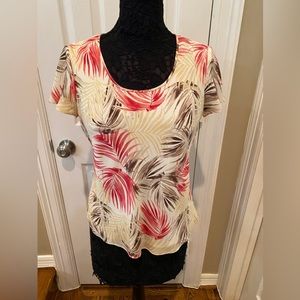 Jones New York Pink/Brown Top Size 10